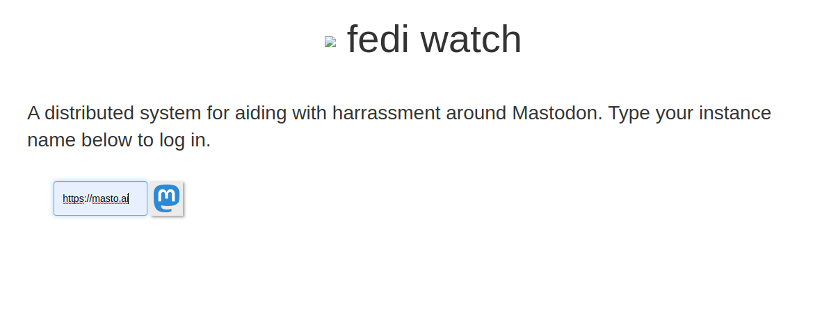 login screen for fediwatch