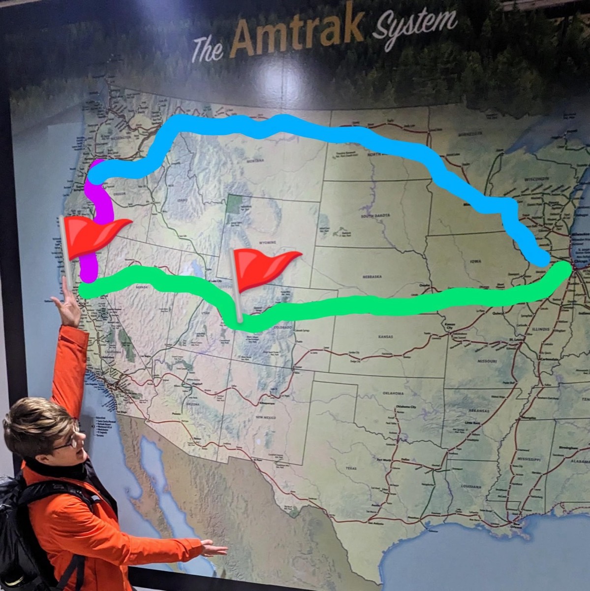 Photos from looking out the window on long Amtrak trips across the western US